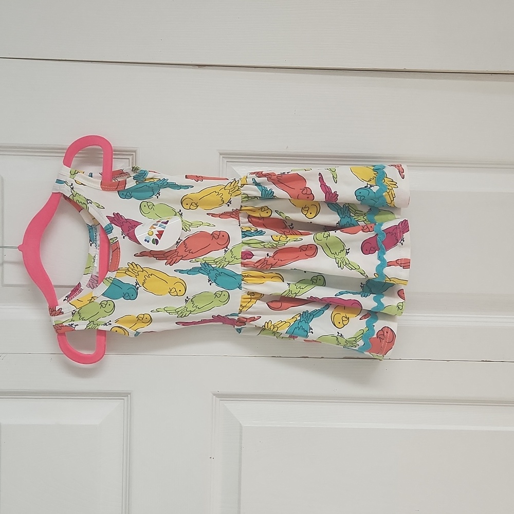 NWT Dot Dot Smile colored birds with blue trim Tank Top Twirl Dress